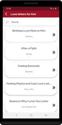 Love letters for him android App screenshot 1